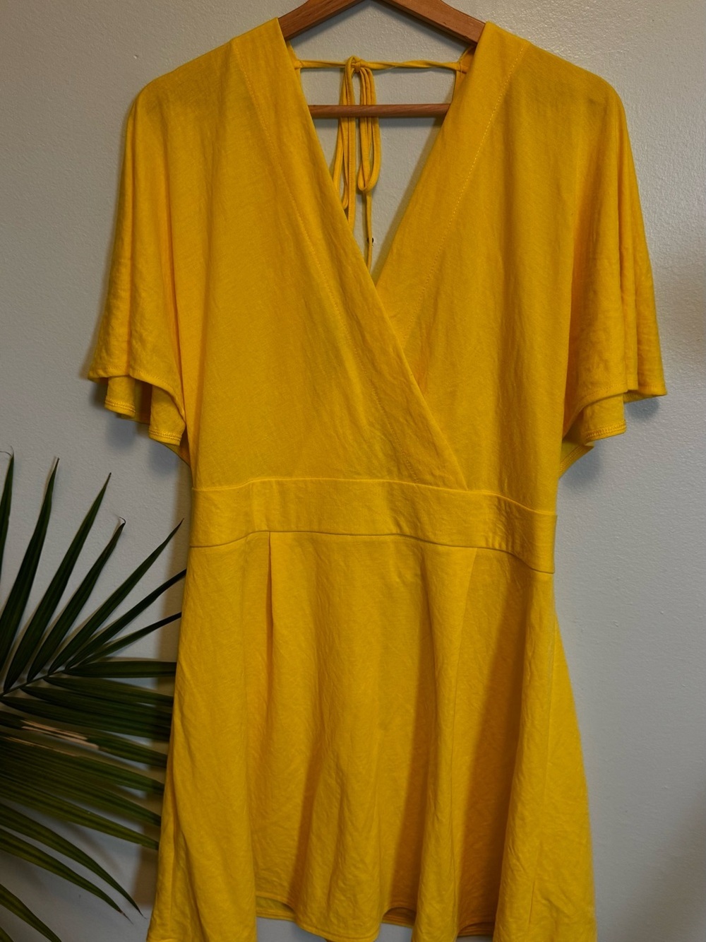 Mango Yellow V-Neck Midi Dress with Flutter Sleeves - Picture 6 of 10